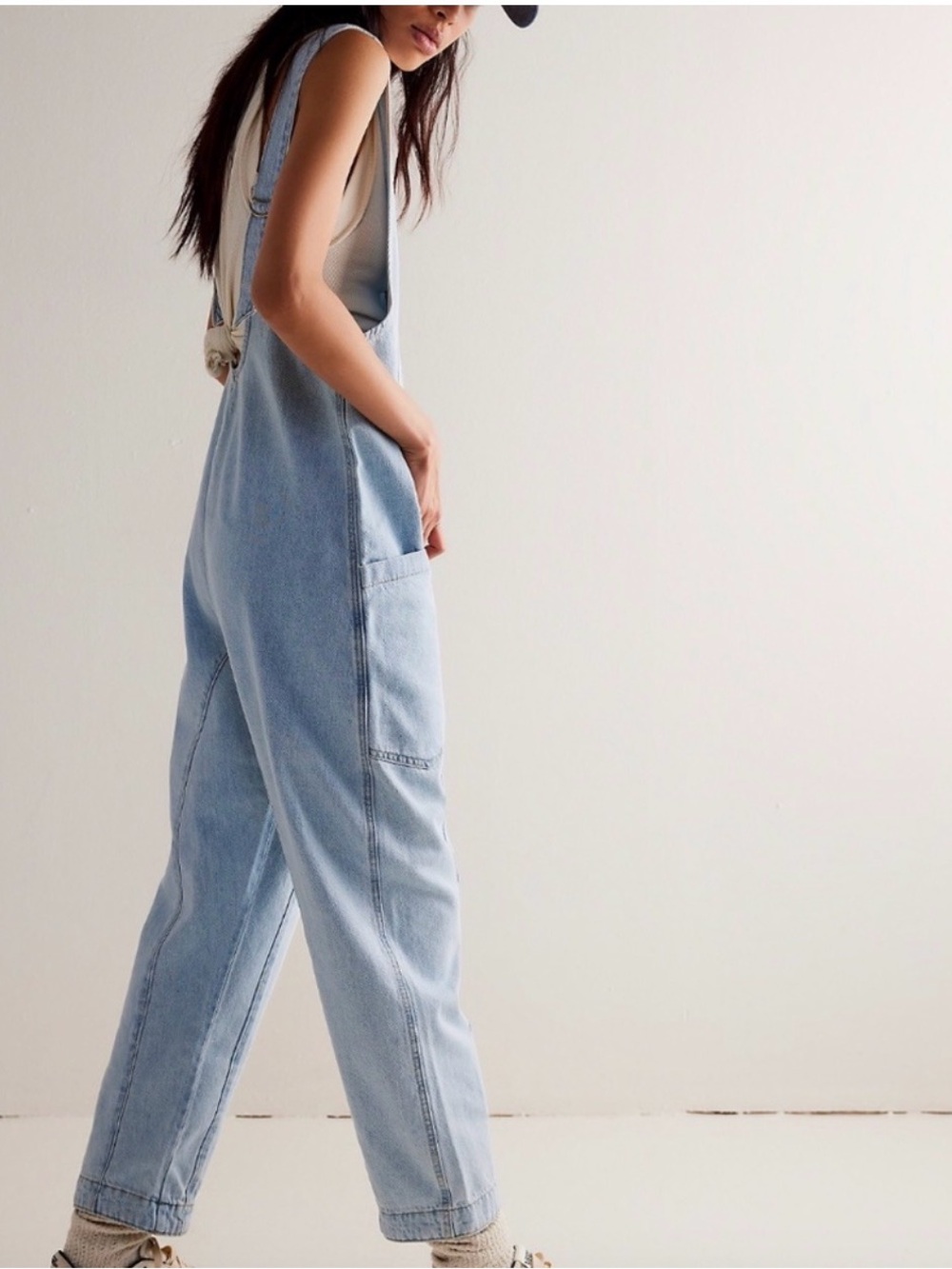 We The Free Light Blue Denim Overalls Jumpsuit
